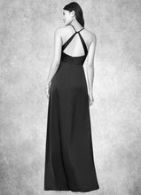 Load image into Gallery viewer, Joanne Sheath Pleated Stretch Satin Floor-Length Dress P0019639