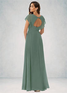 Sabrina A-Line Pleated Chiffon Floor-Length Dress P0019600