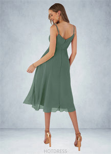 Salma A-Line Chiffon Tea-Length Dress P0019628