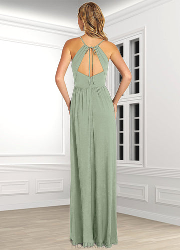 Camryn A-Line Pleated Luxe Knit Floor-Length Dress P0019803