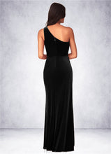 Load image into Gallery viewer, Kara A-Line One Shoulder Velvet Floor-Length Dress P0019642