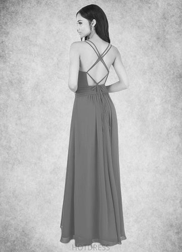 Nyla A-Line Pleated Chiffon Floor-Length Dress P0019610