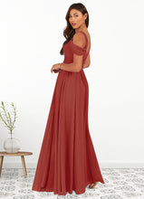Load image into Gallery viewer, Kara A-Line Off the Shoulder Chiffon Floor-Length Dress P0019602