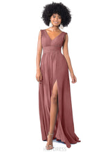 Load image into Gallery viewer, Jaycee A-Line/Princess Natural Waist V-Neck Sleeveless Floor Length Bridesmaid Dresses