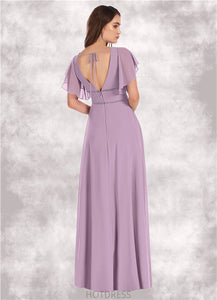 Paisley A-Line Ruched Chiffon Floor-Length Dress P0019716