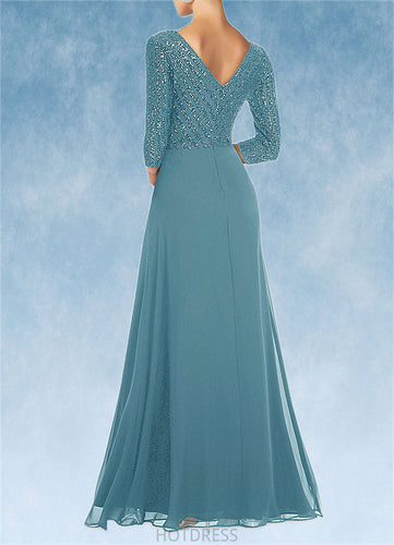 Camille A-Line Sequins Chiffon Floor-Length Dress P0019887