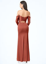 Load image into Gallery viewer, Ina Sheath Long Sleeve Stretch Satin Floor-Length Dress P0019690
