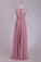 New Arrival Scoop Chiffon Floor Length A Line Prom Dresses