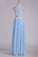 A Line Halter Two Pieces Chiffon With Applique Prom Dresses