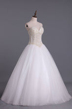 Load image into Gallery viewer, Wedding Dresses A-Line Sweetheart See Through Tulle With Pearls Lace Up Floor Length