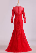 Load image into Gallery viewer, Mother Of The Bride Dresses Scoop 3/4 Length Sleeves Tulle With Applique