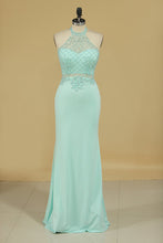 Load image into Gallery viewer, Spandex Mermaid Prom Dresses With Beading Sweep Train