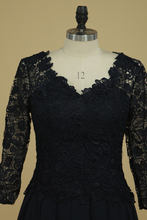 Load image into Gallery viewer, V Neck Mid-Length Sleeves Mother Of The Bride Dresses Chiffon &amp; Lace A Line Chiffon