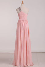 Load image into Gallery viewer, Chiffon One Shoulder Bridesmaid Dresses With Beads And Ruffles A Line