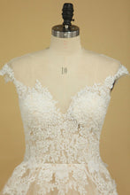 Load image into Gallery viewer, Court Train Scoop  A Line Wedding Dresses Tulle With Applique