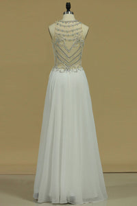 Scoop Prom Dresses A Line Chiffon With Beading