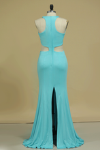 Load image into Gallery viewer, V Neck Prom Dresses Mermaid With Slit Floor Length Spandex