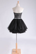 Load image into Gallery viewer, Sweetheart A Line Short/Mini Homecoming Dress With Applique Beaded