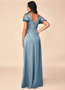 Tamia Spaghetti Staps Sleeveless Natural Waist Floor Length A-Line/Princess Bridesmaid Dresses