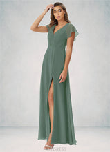 Load image into Gallery viewer, Sabrina A-Line Pleated Chiffon Floor-Length Dress P0019600