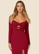Load image into Gallery viewer, Matilda Sheath Long Sleeve Stretch Crepe Floor-Length Dress P0019819