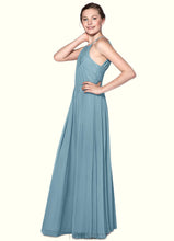 Load image into Gallery viewer, Zoe A-Line Pleated Chiffon Floor-Length Junior Bridesmaid Dress P0020009