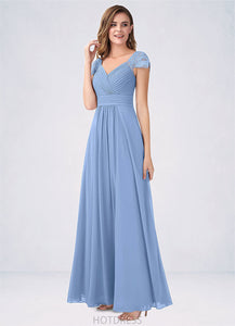 Imani A-Line Lace Chiffon Floor-Length Dress P0019738