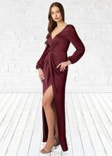Load image into Gallery viewer, Alissa Sheath Pleated Stretch Satin Floor-Length Dress P0019759