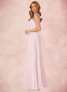 Kylee A-Line Ruched Chiffon Floor-Length Dress P0019689