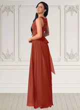Load image into Gallery viewer, Jaida A-Line Lace Chiffon Floor-Length Dress P0019704