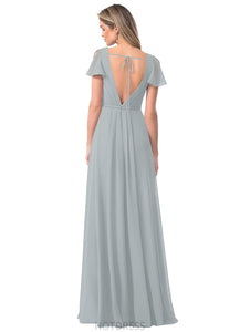 Vivien A-Line/Princess Floor Length Natural Waist V-Neck Sleeveless Bridesmaid Dresses