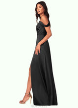 Load image into Gallery viewer, Hailey A-Line Pleated Stretch Satin Floor-Length Dress P0019620