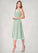 Cecelia A-Line Ruched Chiffon Tea-Length Dress P0019740