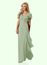 Load image into Gallery viewer, Kayley A-Line Ruched Chiffon Floor-Length Dress P0019830