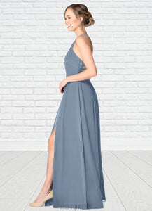 Adelyn A-Line Lace Chiffon Floor-Length Dress P0019756