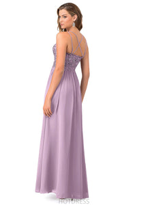 Stella Sleeveless Floor Length Natural Waist A-Line/Princess Scoop Bridesmaid Dresses