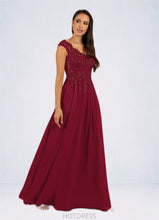 Load image into Gallery viewer, Nathaly A-Line Sequins Chiffon Floor-Length Dress P0019842