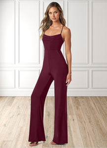 Kirsten Pleated Luxe Knit Jumpsuit with Pockets Cabernet P0019791