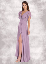 Load image into Gallery viewer, Paisley A-Line Ruched Chiffon Floor-Length Dress P0019716