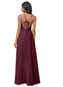 Thalia Floor Length Spaghetti Staps Natural Waist Sleeveless A-Line/Princess Bridesmaid Dresses
