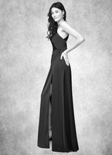 Load image into Gallery viewer, Joanne Sheath Pleated Stretch Satin Floor-Length Dress P0019639
