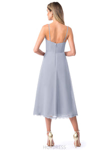 Ayla Sleeveless A-Line/Princess Spaghetti Staps Natural Waist Floor Length Bridesmaid Dresses