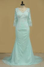 Load image into Gallery viewer, V Neck 3/4 Length Sleeves Mother Of The Bride Dresses Chiffon With Applique