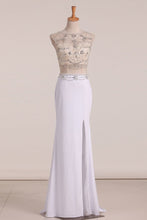 Load image into Gallery viewer, Scoop Prom Dresses Beaded Bodice Sheath Spandex Open Back