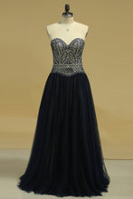 Load image into Gallery viewer, Ball Gown Sweetheart Beaded Bodice Prom Dresses Tulle Floor Length