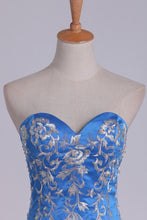 Load image into Gallery viewer, Satin Sweetheart Mermaid Prom Dress With Embroidery Sweep Train