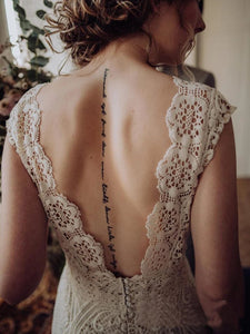 Vintage Lace Appliques Ivory V Neck Cap Sleeves Mermaid Wedding Dresses, Wedding Gowns SJS15542