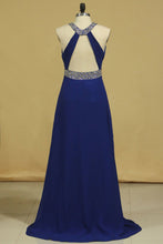 Load image into Gallery viewer, Prom Dresses Halter Chiffon A Line Open Back Sweep Train