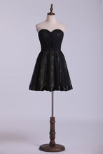 Load image into Gallery viewer, Sweetheart Homecoming Dresses A Line Short Chiffon &amp; Lace With Ribbon