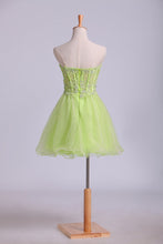 Load image into Gallery viewer, Sweetheart A Line Tulle Homecoming Dress With Beads &amp; Applique